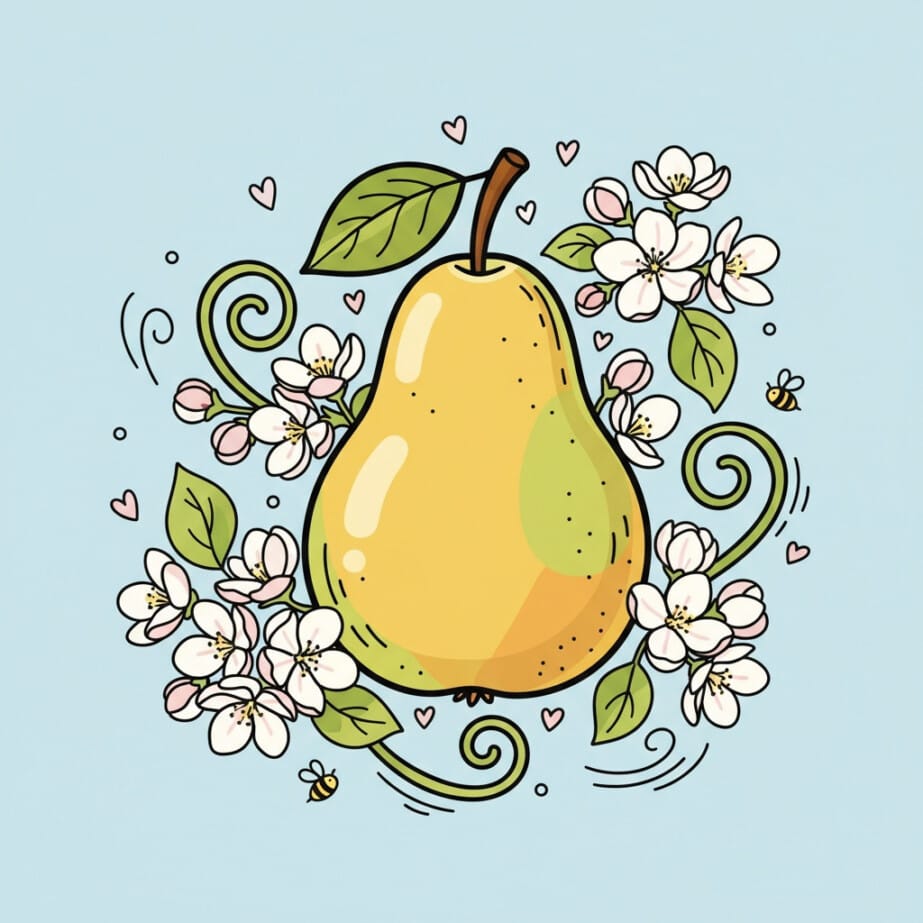 Pear And Blossoms Coloring Page 2
