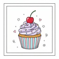 Cupcake With Cherry Coloring Page - Origin image