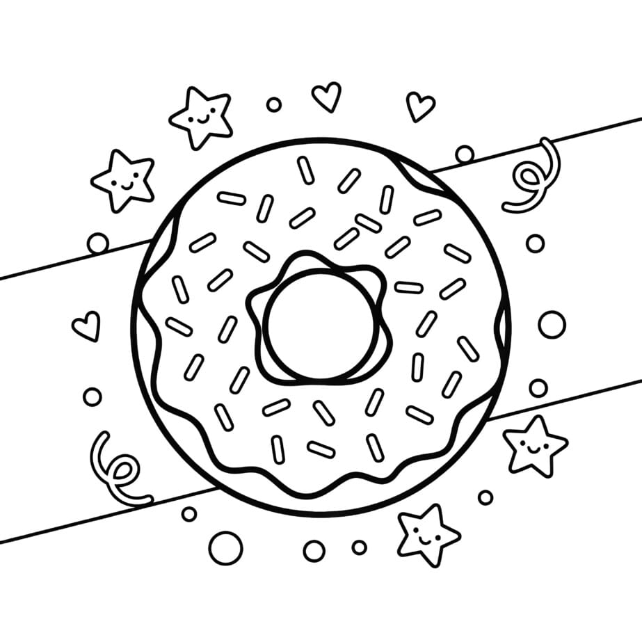 Donut With Sprinkles Coloring Page