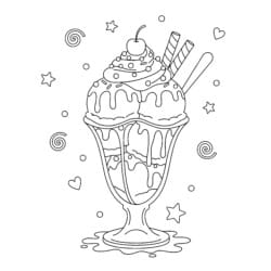 Ice Cream Sundae Coloring Page - Printable Coloring page