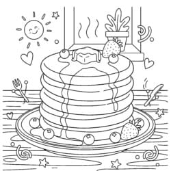 Pancake Stack Coloring Page - Printable Coloring page