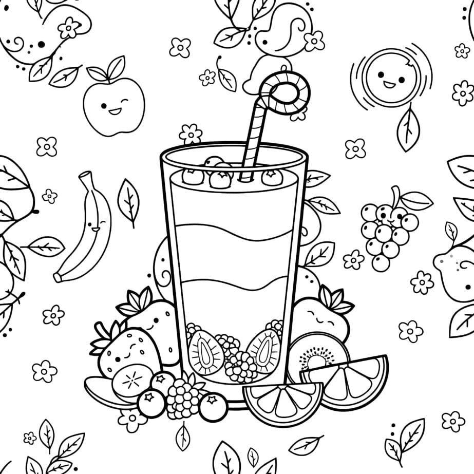 Fruit Smoothie Coloring Page