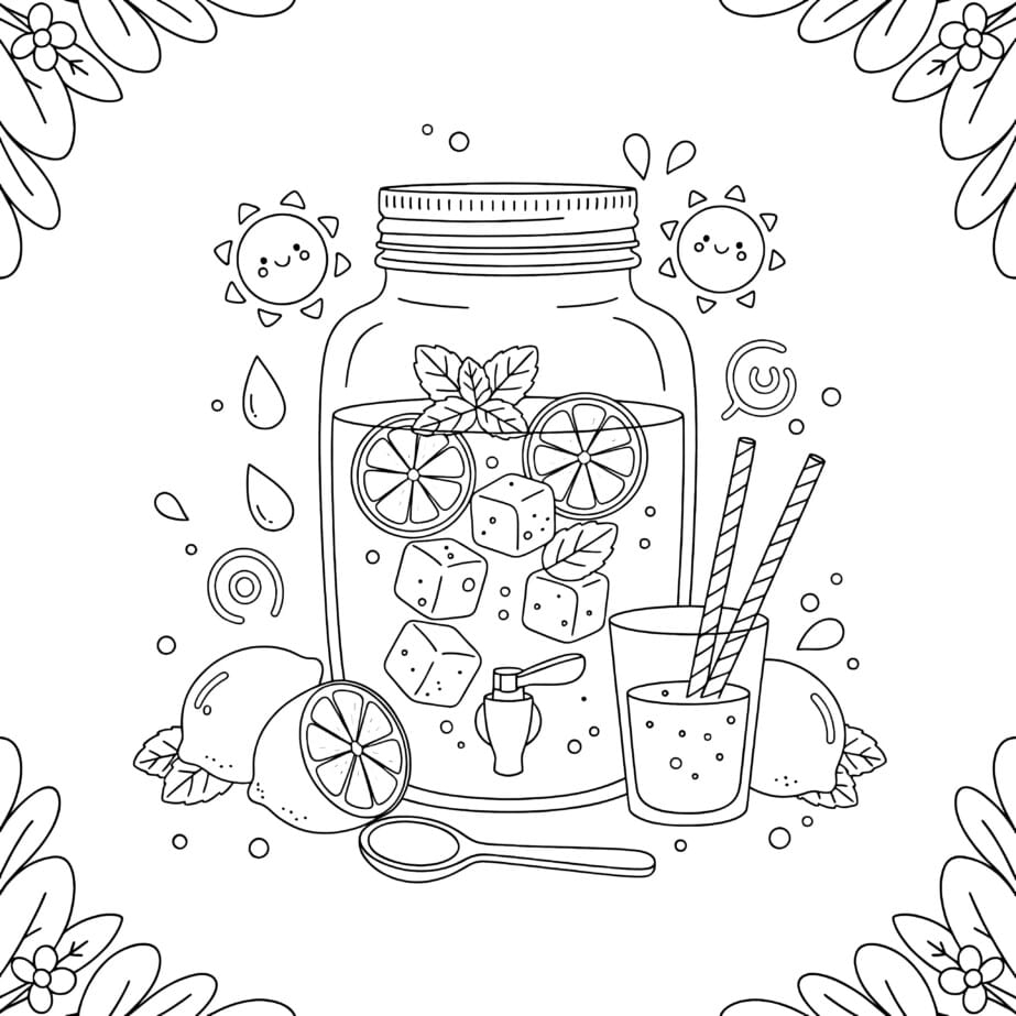 Lemonade Jar Coloring Page