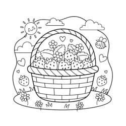 Strawberry Basket Coloring Page - Printable Coloring page