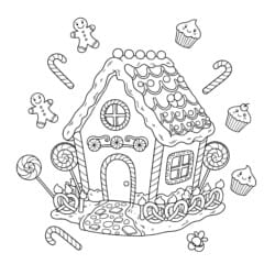 Gingerbread House Coloring Page - Printable Coloring page