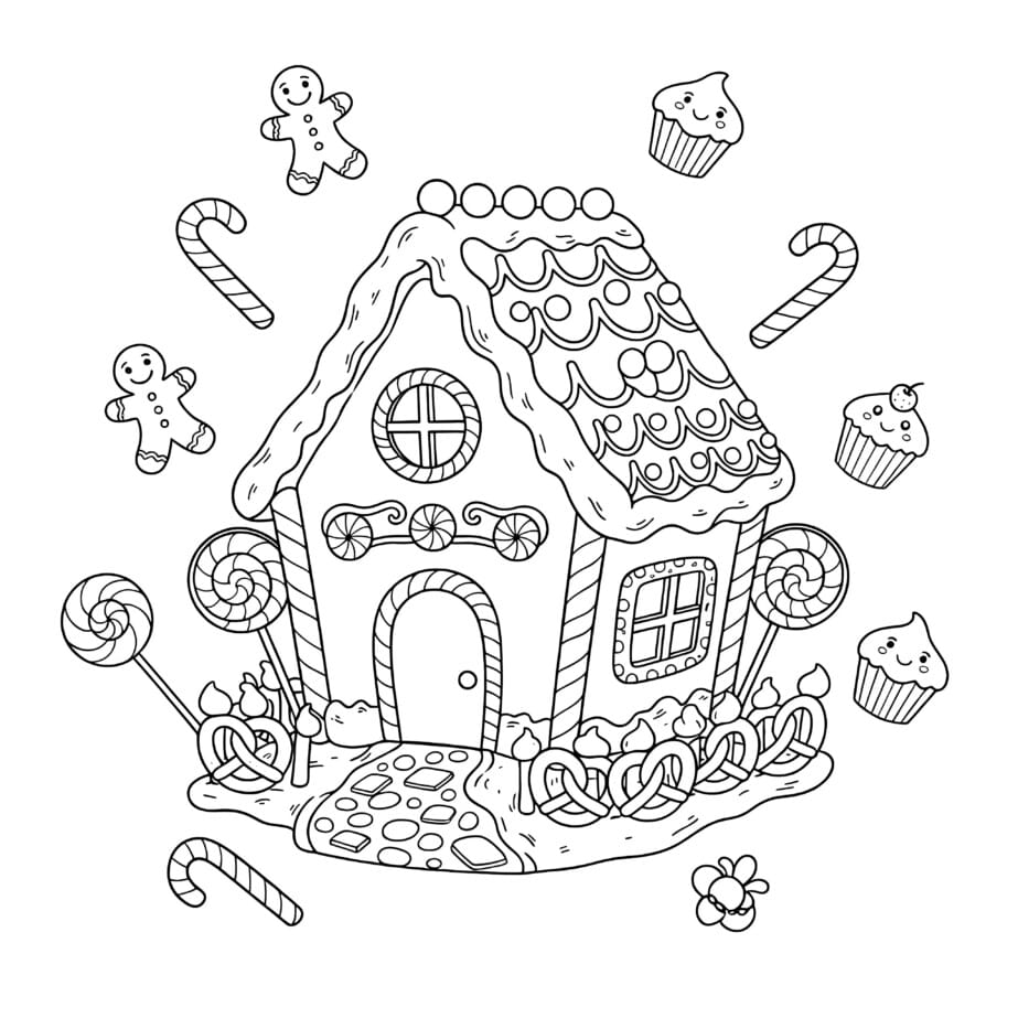 Gingerbread House Coloring Page