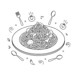 Spaghetti Plate Coloring Page - Printable Coloring page