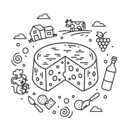 Cheese Wheel Coloring Page - Printable Coloring page
