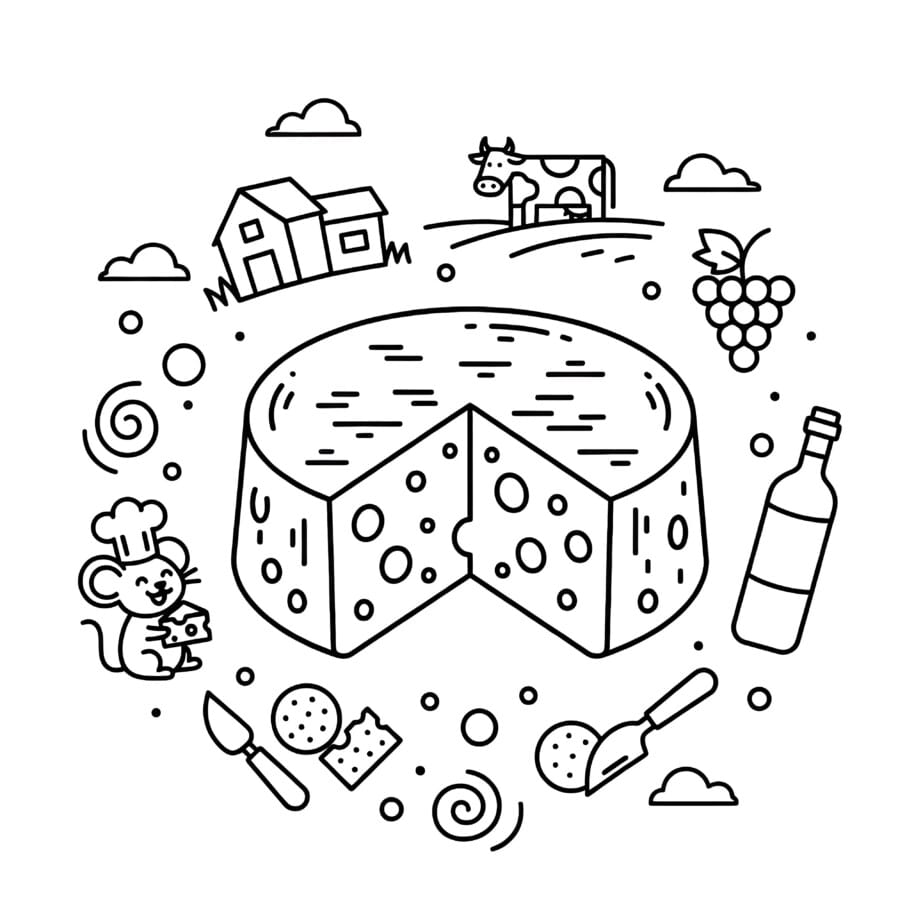 Cheese Wheel Coloring Page