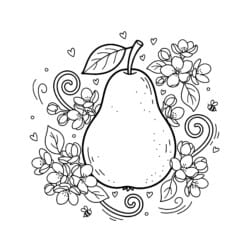 Pear And Blossoms Coloring Page - Printable Coloring page