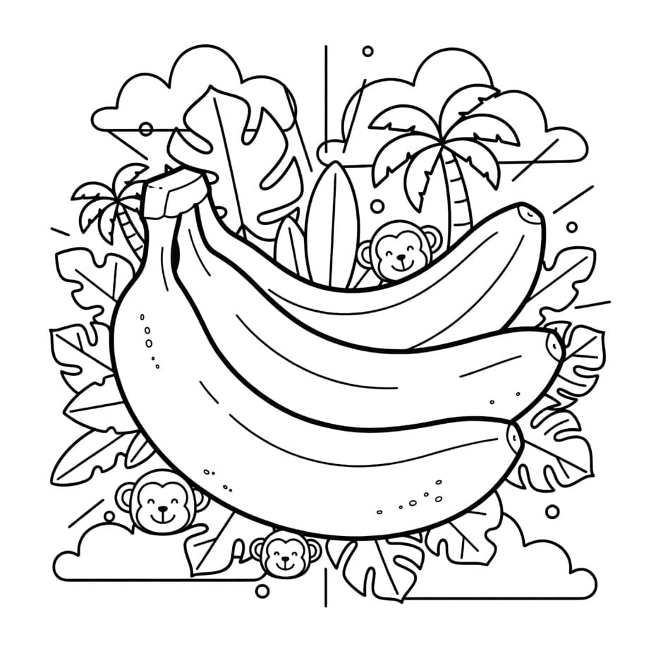 Banana Bunch Coloring Page