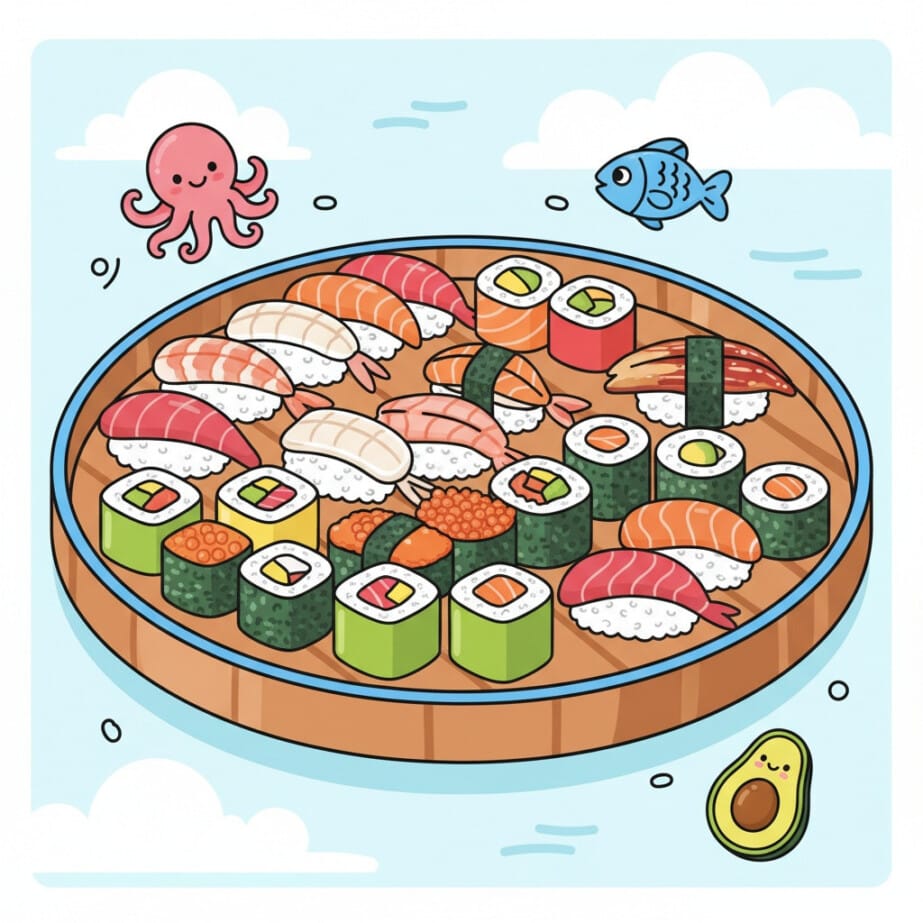 Sushi Platter Coloring Page 2