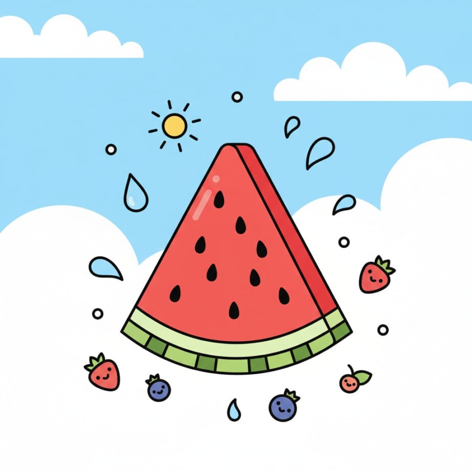 Watermelon Slice Coloring Page 2
