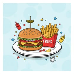 Hamburger And Fries Coloring Page - Origin image