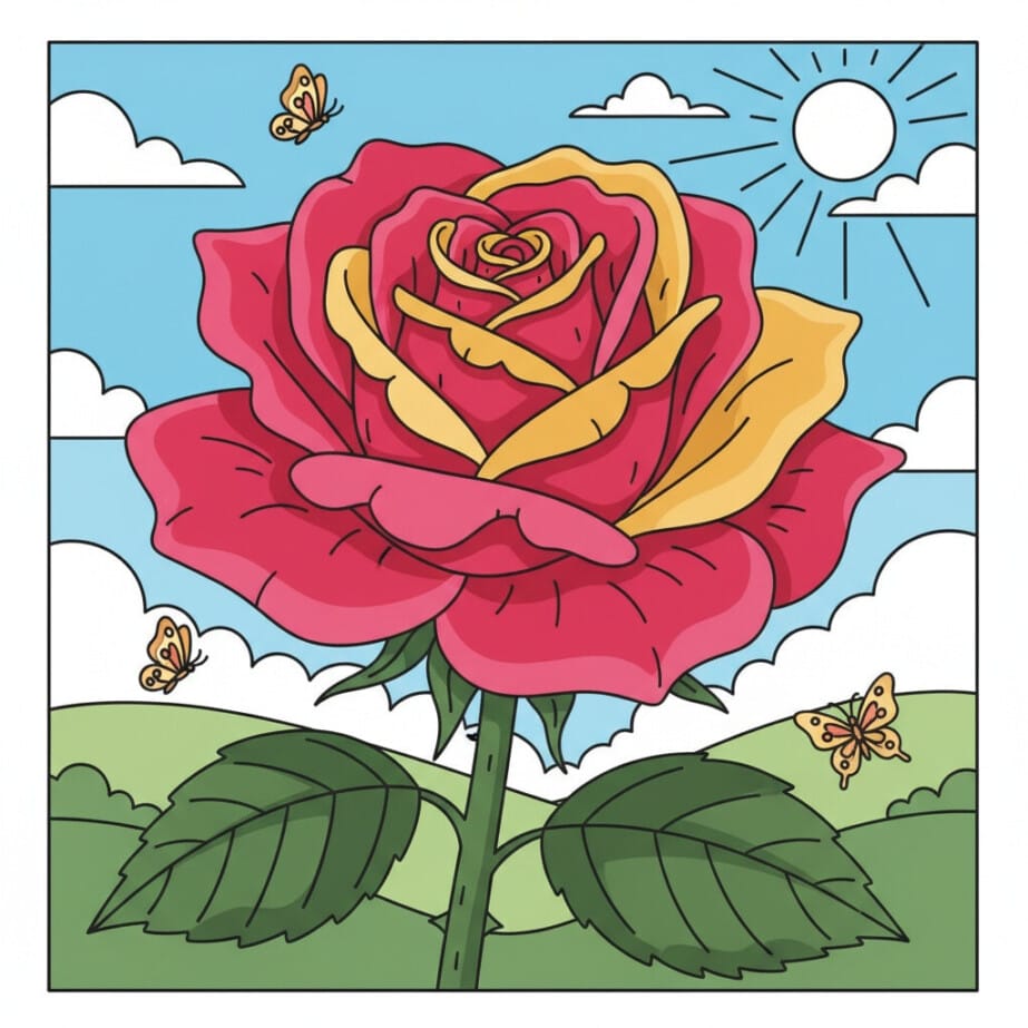 Rose Bloom Coloring Page 2