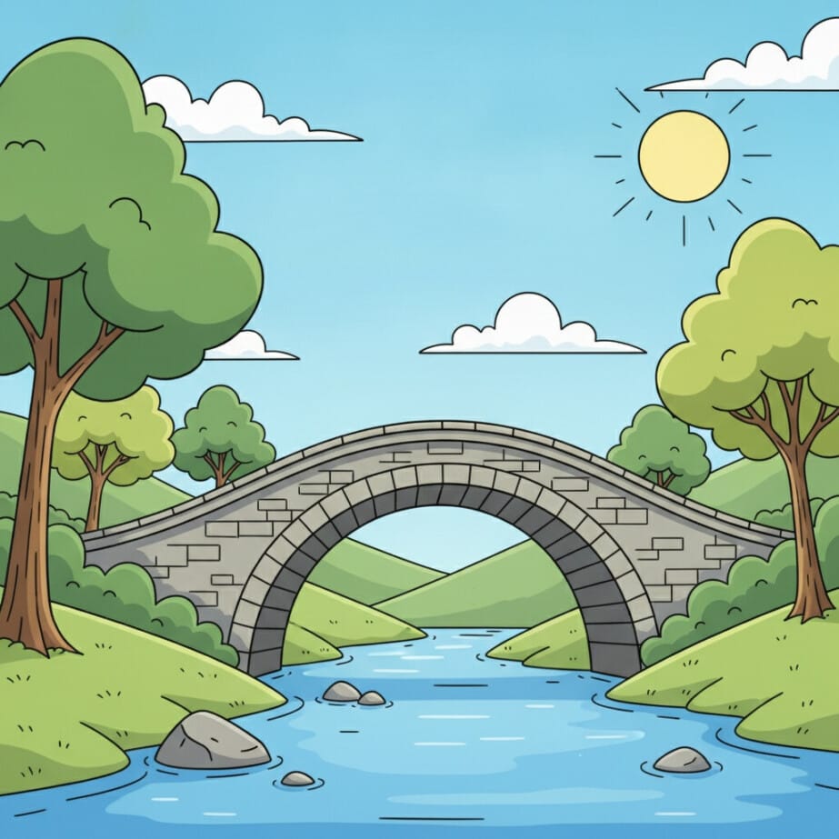 Bridge Over River Coloring Page 2