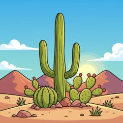 Desert Cactus Coloring Page - Origin image