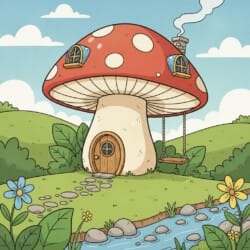 Mushroom House Coloring Page - Origin image