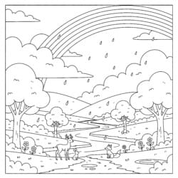 Rainbow After Rain Coloring Page - Printable Coloring page