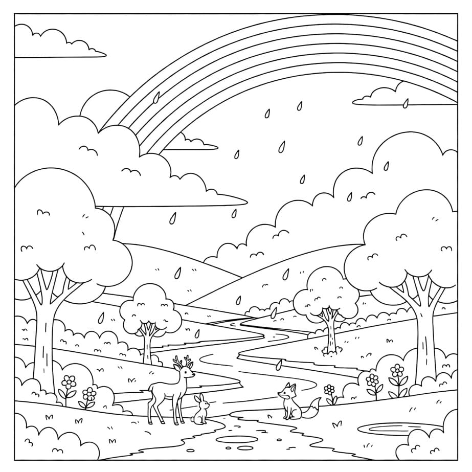 Rainbow After Rain Coloring Page