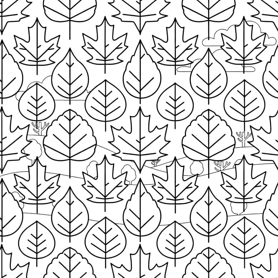 Autumn Leaf Pattern Coloring Page