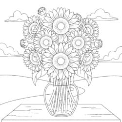 Sunflower Bouquet Coloring Page - Printable Coloring page