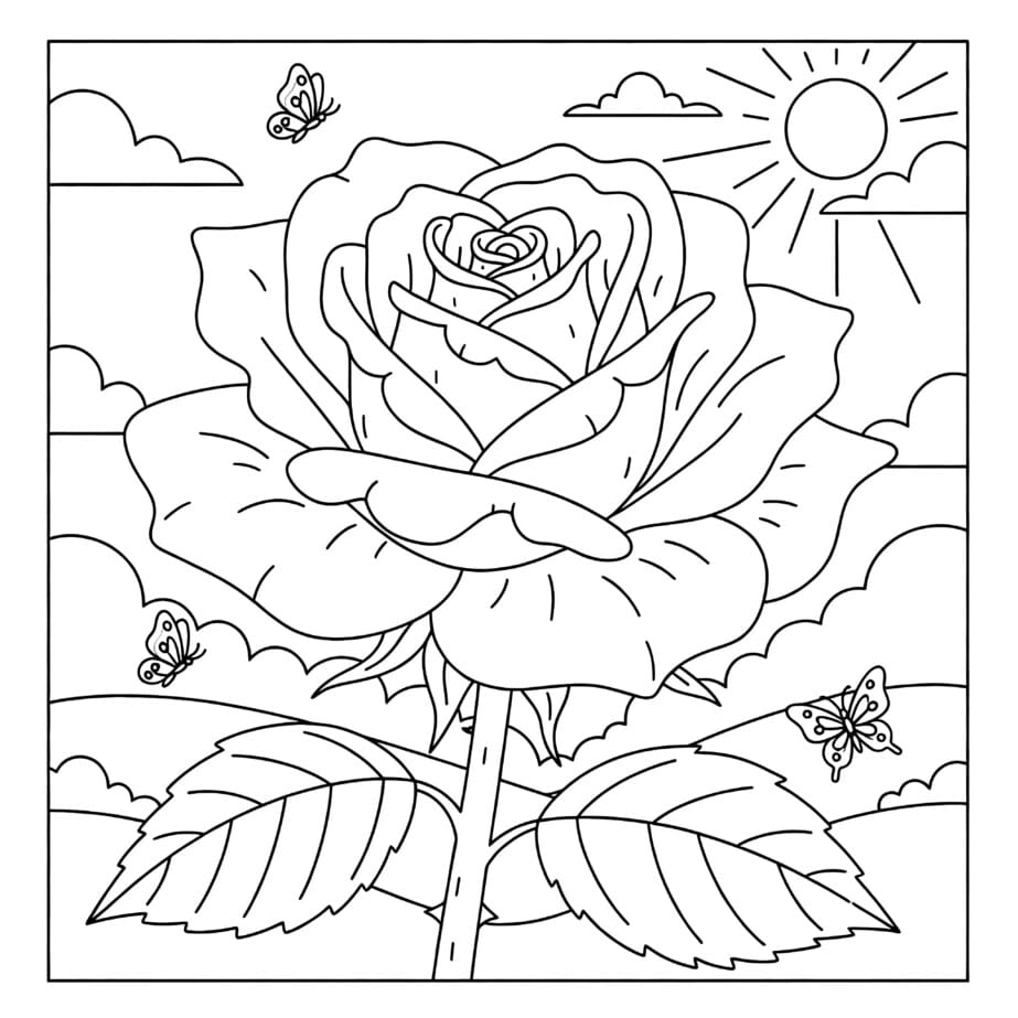 Rose Bloom Coloring Page