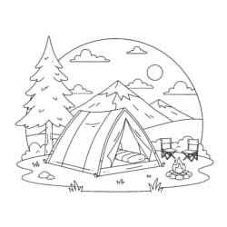 Camping Tent Coloring Page - Printable Coloring page