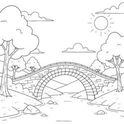 Bridge Over River Coloring Page - Printable Coloring page