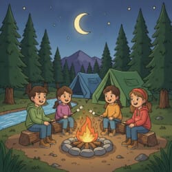 Campfire At Night Coloring Page - Origin image