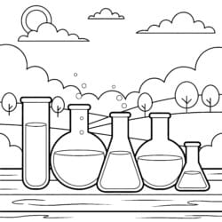 Laboratory Beakers Coloring Page - Printable Coloring page