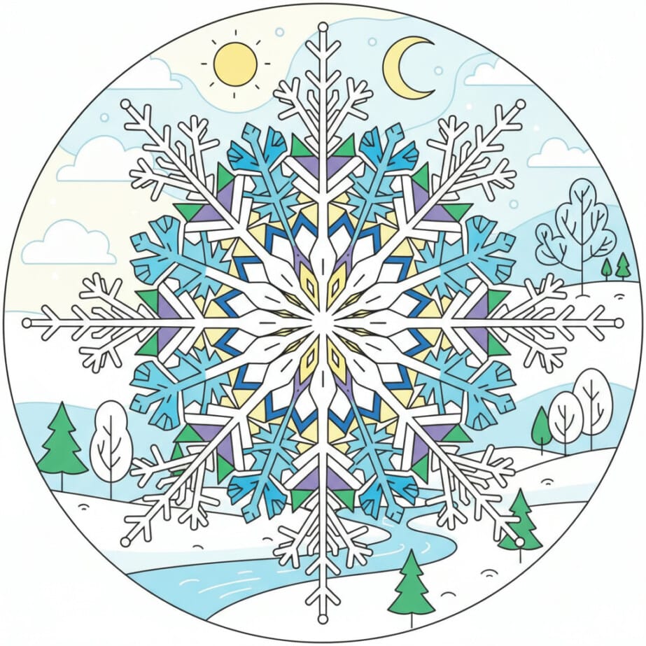 Snowflake Mandala Coloring Page 2