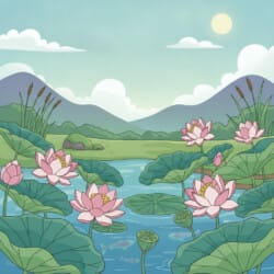Lotus Pond Coloring Page - Origin image