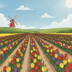 Tulip Field Coloring Page - Origin image