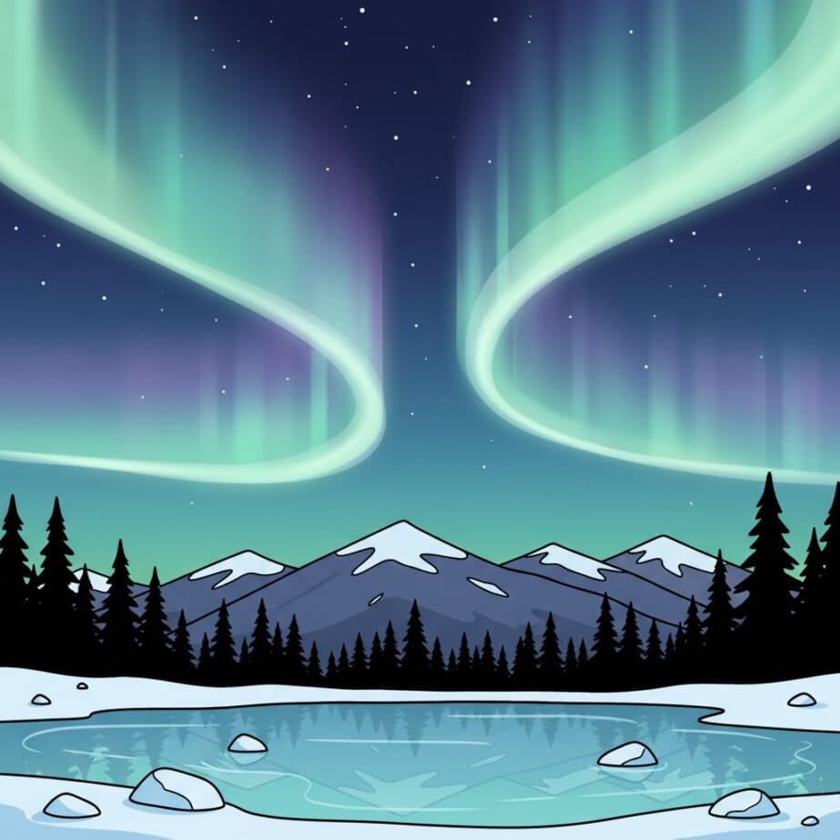Aurora Borealis Sky Coloring Page 2