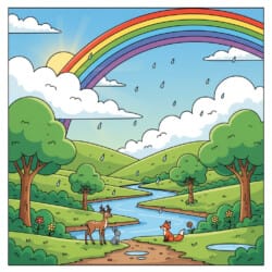 Rainbow After Rain Coloring Page - Origin image