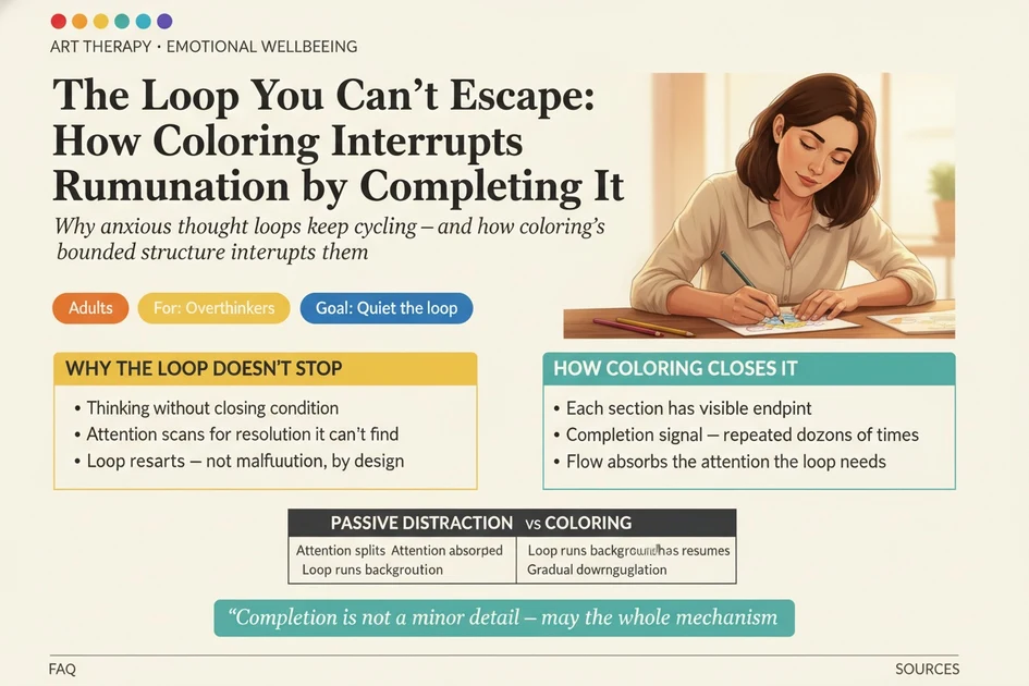 The Loop You Can't Escape: How Coloring Interrupts Rumination by Completing It