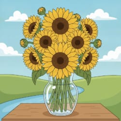 Sunflower Bouquet Coloring Page - Origin image