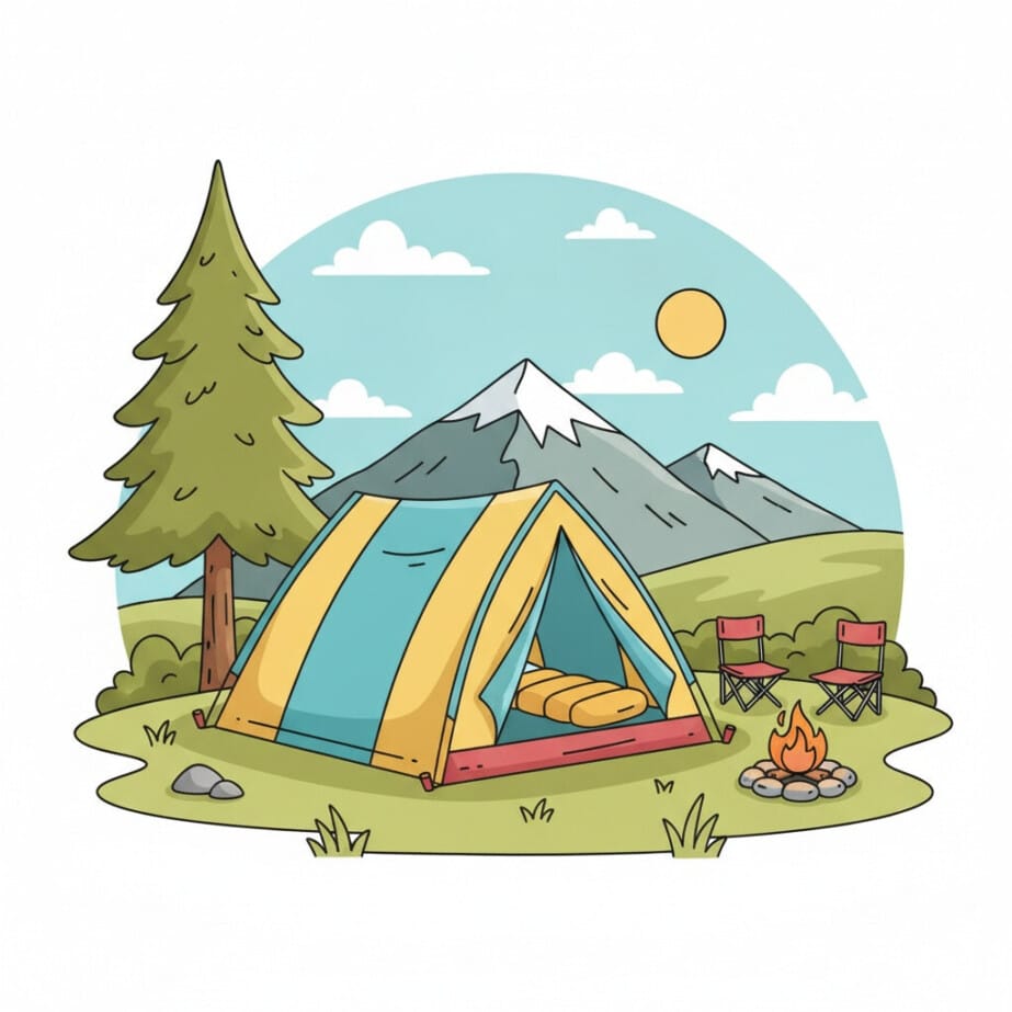 Camping Tent Coloring Page 2