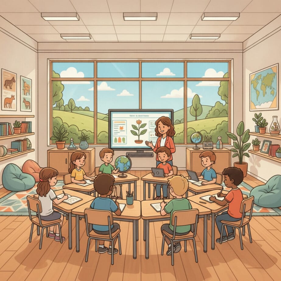 Classroom Scene Coloring Page 2