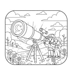 Telescope Coloring Page - Printable Coloring page