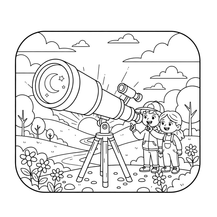 Telescope Coloring Page