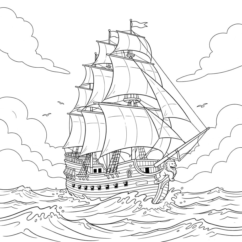 Tall Ship Galleon Coloring Page