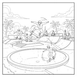 Skateboard Park Coloring Page - Printable Coloring page