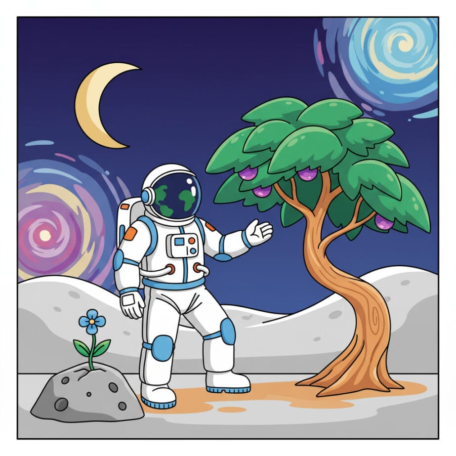 Astronaut On Moon Coloring Page 2