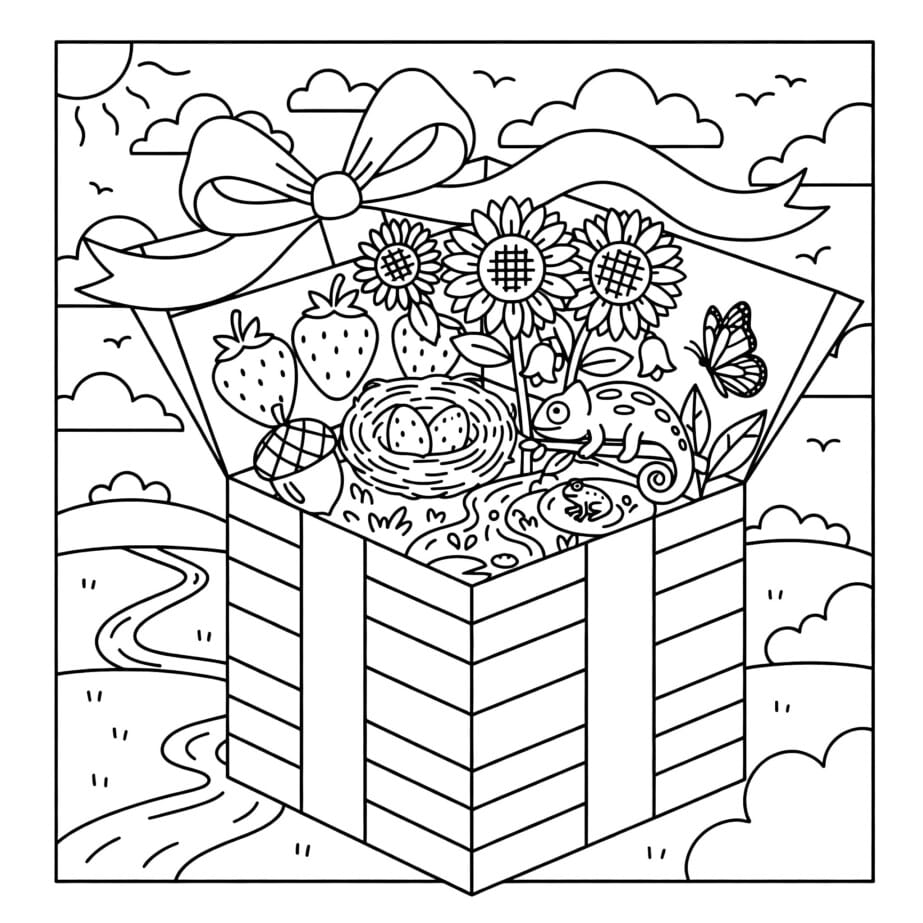 Gift Box Coloring Page