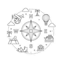 Compass Rose Coloring Page - Printable Coloring page