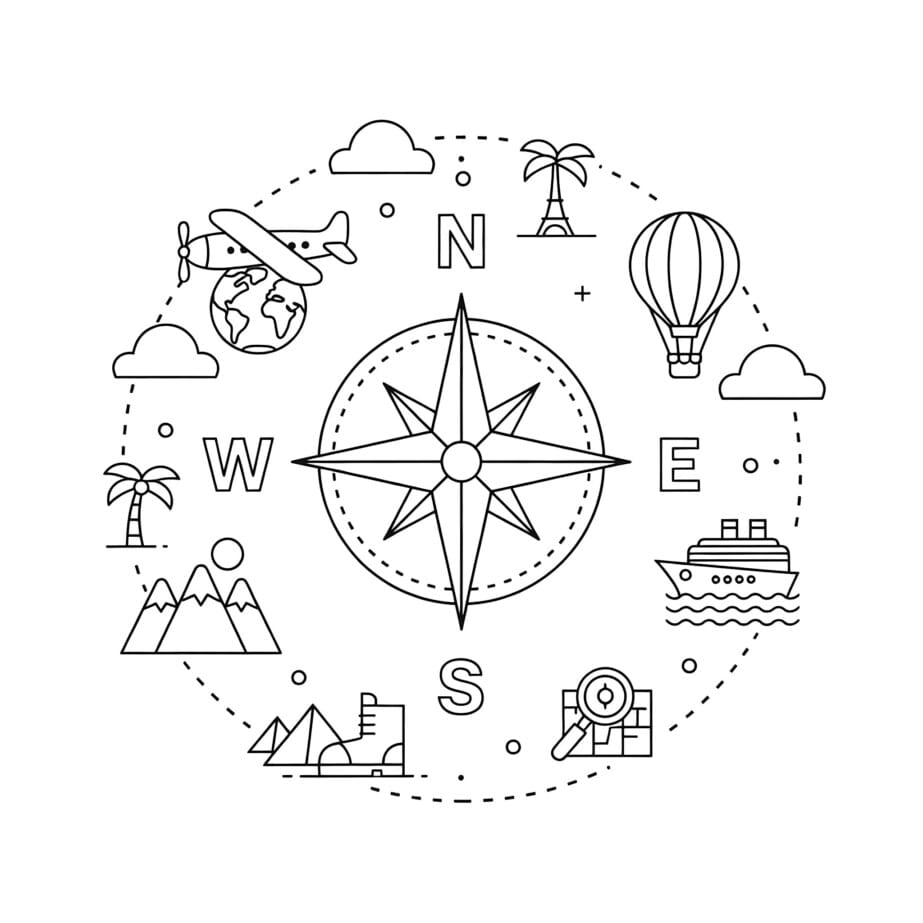 Compass Rose Coloring Page