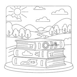 Book Stack Coloring Page - Printable Coloring page