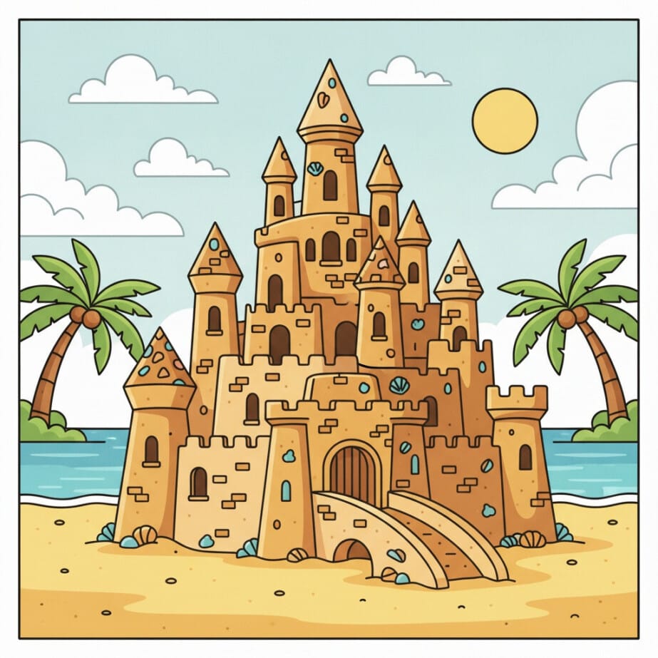 Sandcastle Coloring Page 2